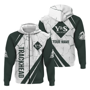 Railspirit Personalized Youngstown & Southern Railroad Hoodie Crackle Texture Style Train Zip Up Hoodie For Trackhead