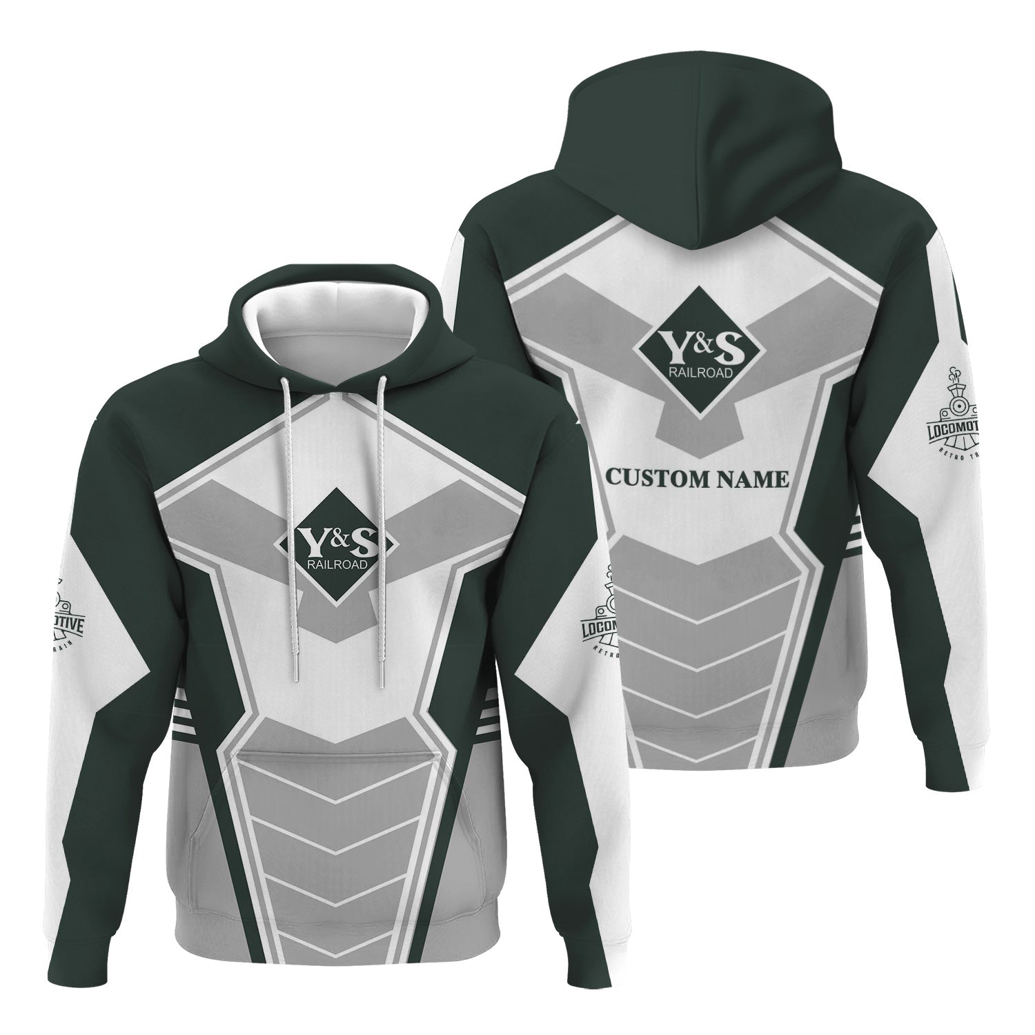 Railspirit Personalized Youngstown & Southern Railroad Hoodie Engine-Inspired Style Train Zip Up Hoodie for Railroad Fanatic