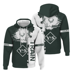 Railspirit Personalized Youngstown & Southern Railroad Hoodie Engine Heartbeat and Track Love Style Zip Up Hoodie Gift Idea For Train Lovers