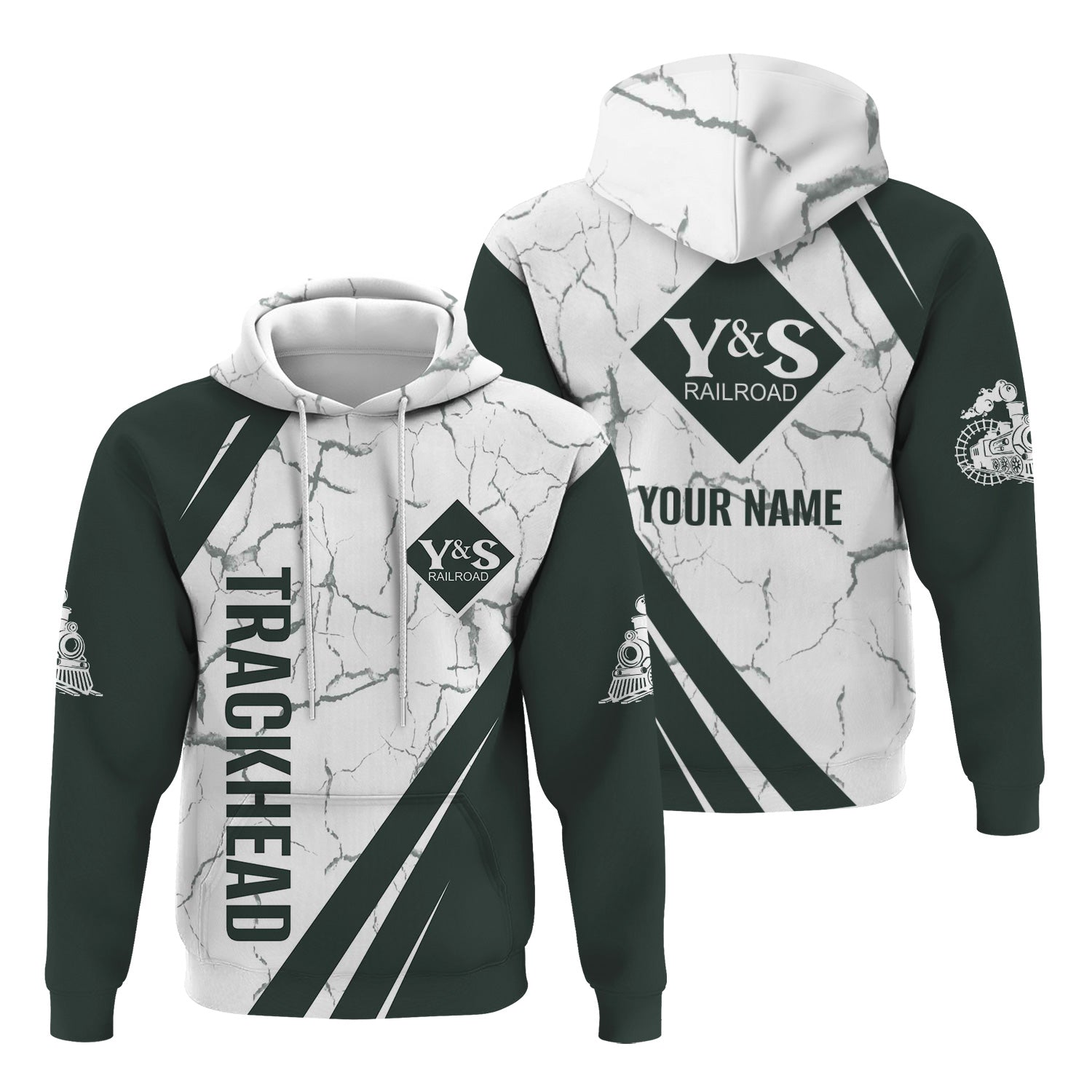 Railspirit Personalized Youngstown & Southern Railroad Hoodie Crackle Texture Style Train Zip Up Hoodie For Trackhead