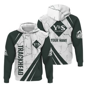 Railspirit Personalized Youngstown & Southern Railroad Hoodie Crackle Texture Style Train Zip Up Hoodie For Trackhead