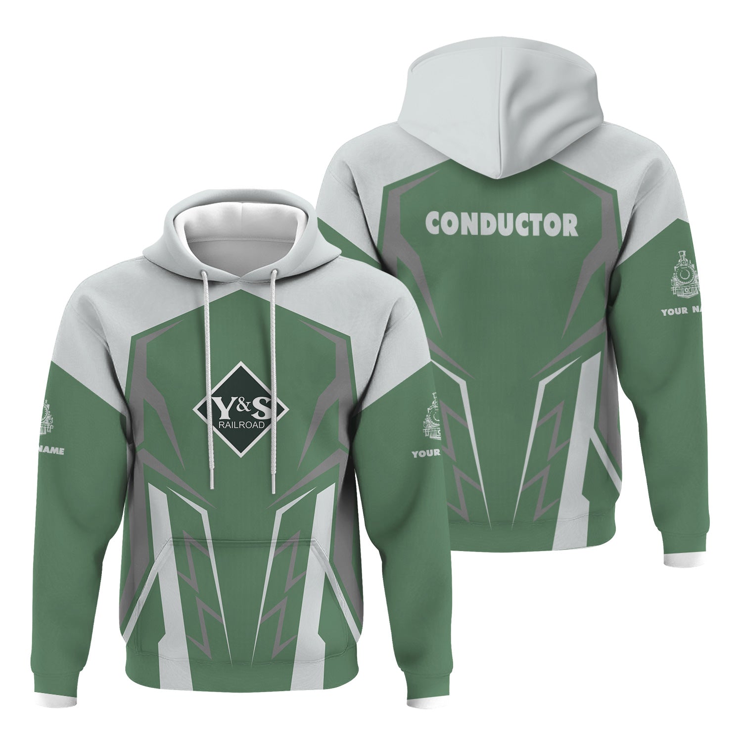 Railspirit Personalized Youngstown & Southern Railroad Hoodie Futuristic Design with Custom Job Train Zip Up Hoodie