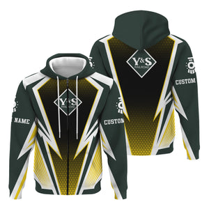 Railspirit Personalized Youngstown & Southern Railroad Hoodie Lightning Graphic Style Zip Up Hoodie Gift Idea For Train Lover