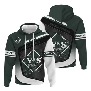 Railspirit Personalized Youngstown & Southern Railroad Hoodie Ripped Texture Style Train Zip Up Hoodie For Railroad Fanatic