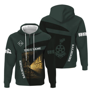 Railspirit Personalized Youngstown & Southern Railroad Hoodie All Aboard Steam Train Movie Projector Style Zip Up Hoodie