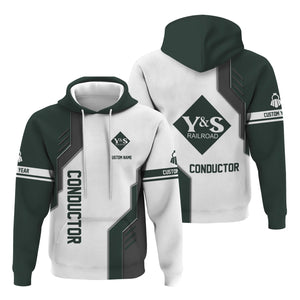 Railspirit Personalized Youngstown & Southern Railroad Hoodie Unique Railway Style with Custom Job Train Zip Up Hoodie