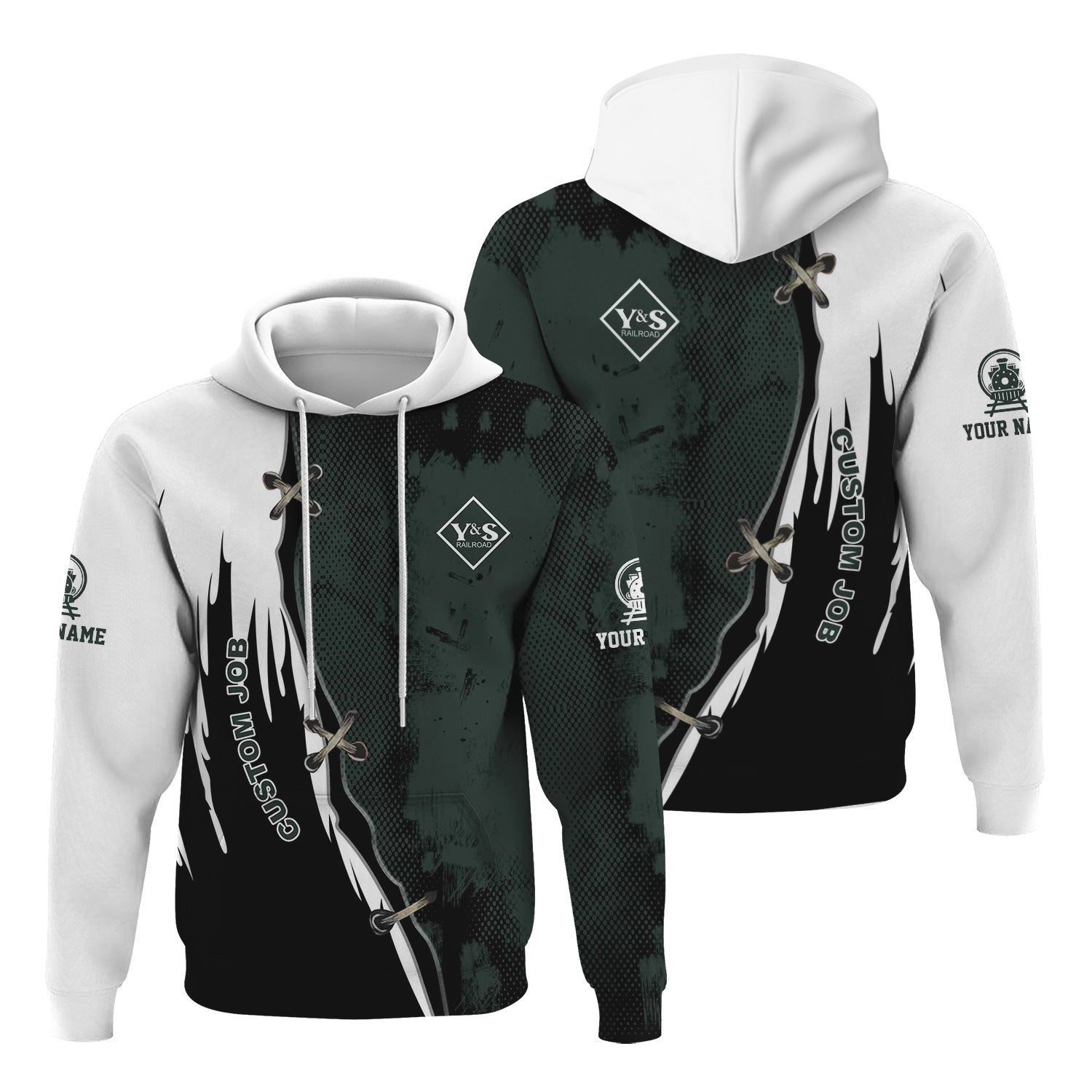 Railspirit Personalized Youngstown & Southern Railroad Hoodie Retro Stitches Design with Custom Position Train Zip Up Hoodie