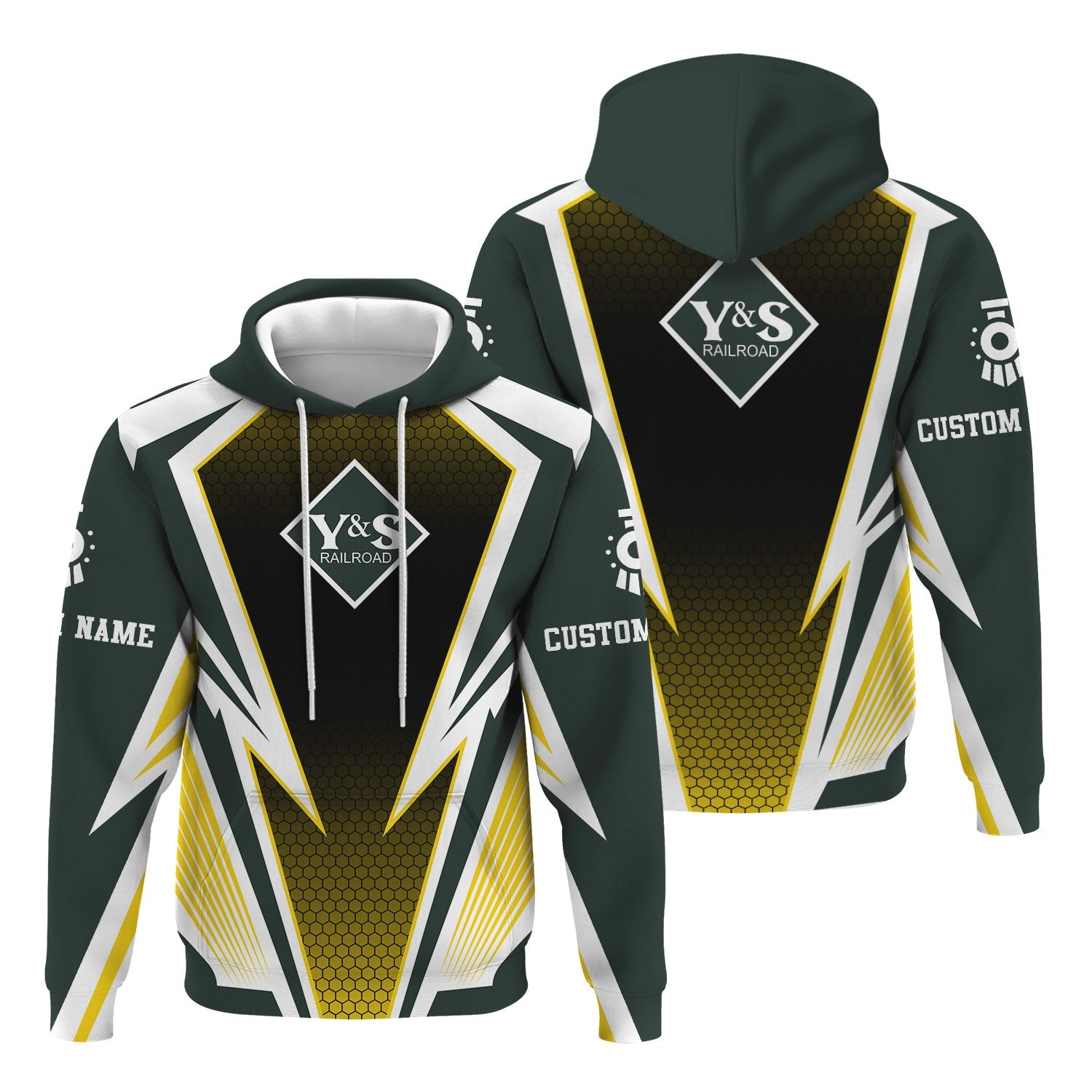 Railspirit Personalized Youngstown & Southern Railroad Hoodie Lightning Graphic Style Zip Up Hoodie Gift Idea For Train Lover