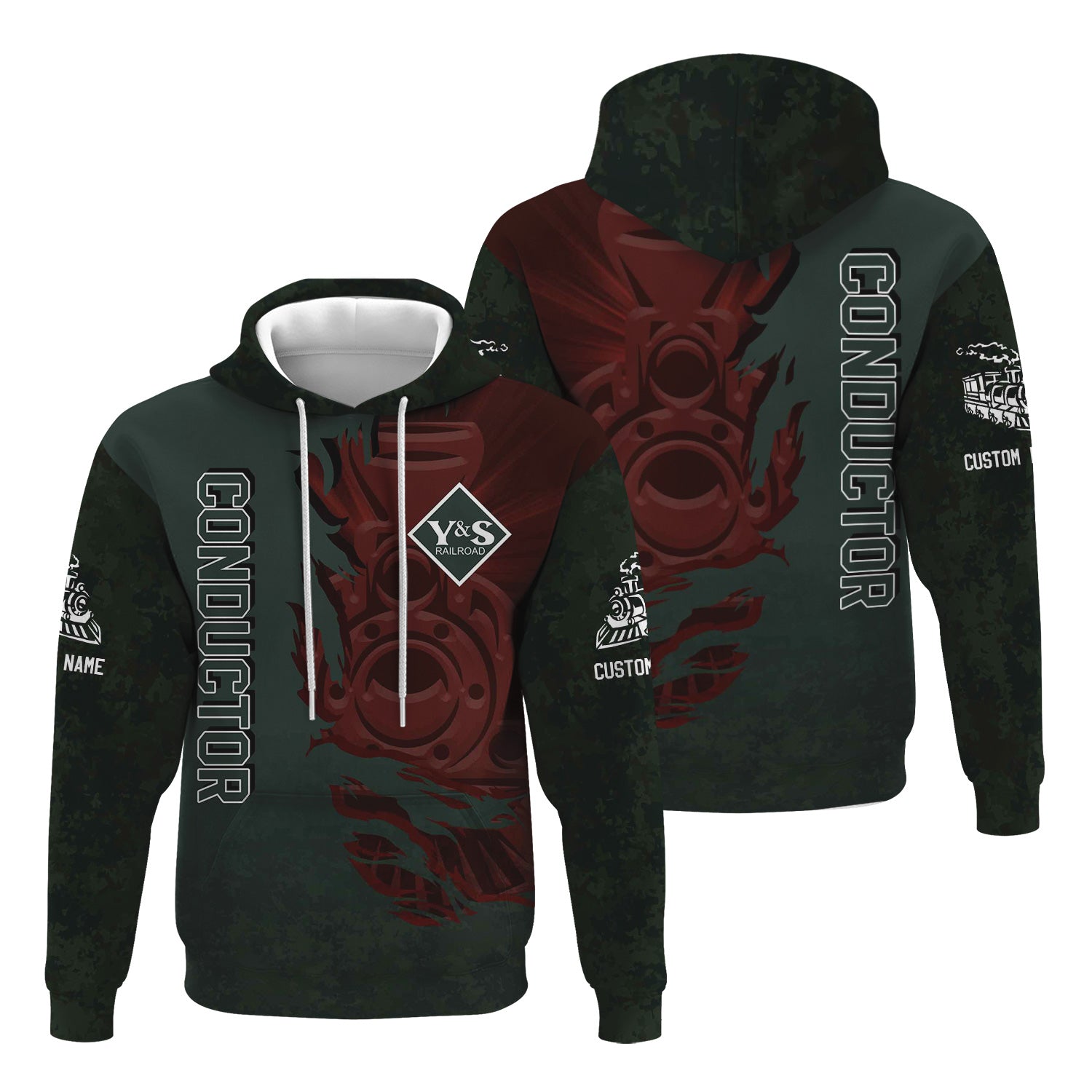 Railspirit Personalized Youngstown & Southern Railroad Hoodie Blazing Style with Custom Position Train Zip Up Hoodie