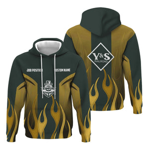 Railspirit Custom Name and Job Title Youngstown & Southern Railroad Hoodie Flame Graphic Train Zip Up Hoodie