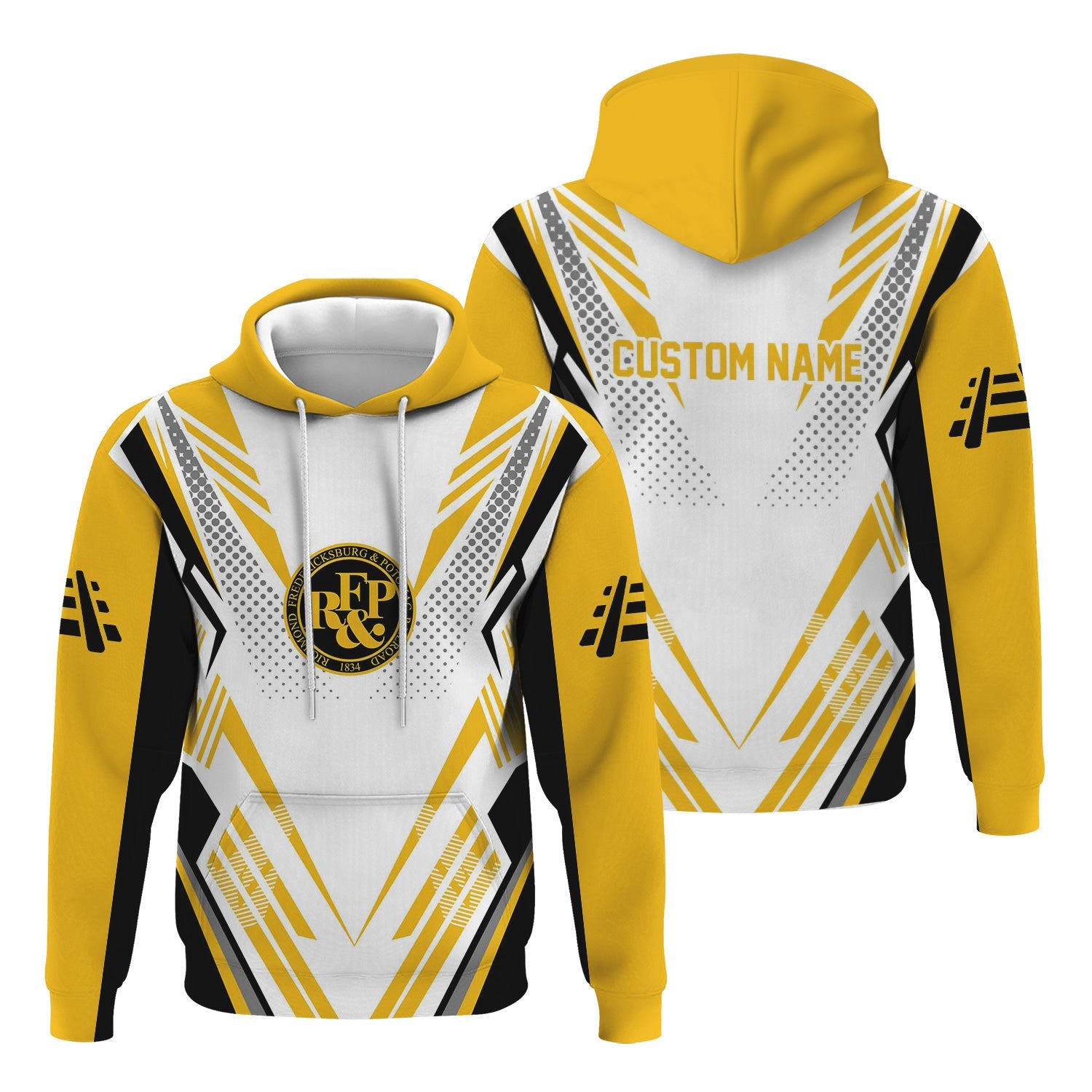 Railspirit Personalized Richmond, Fredericksburg And Potomac Railroad Hoodie Railroad Tribute Design Train Zip Up Hoodie for Train Lovers