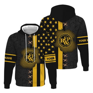 Railspirit Personalized Richmond, Fredericksburg And Potomac Railroad Hoodie American Flag with Crack Effect Train Zip Up Hoodie