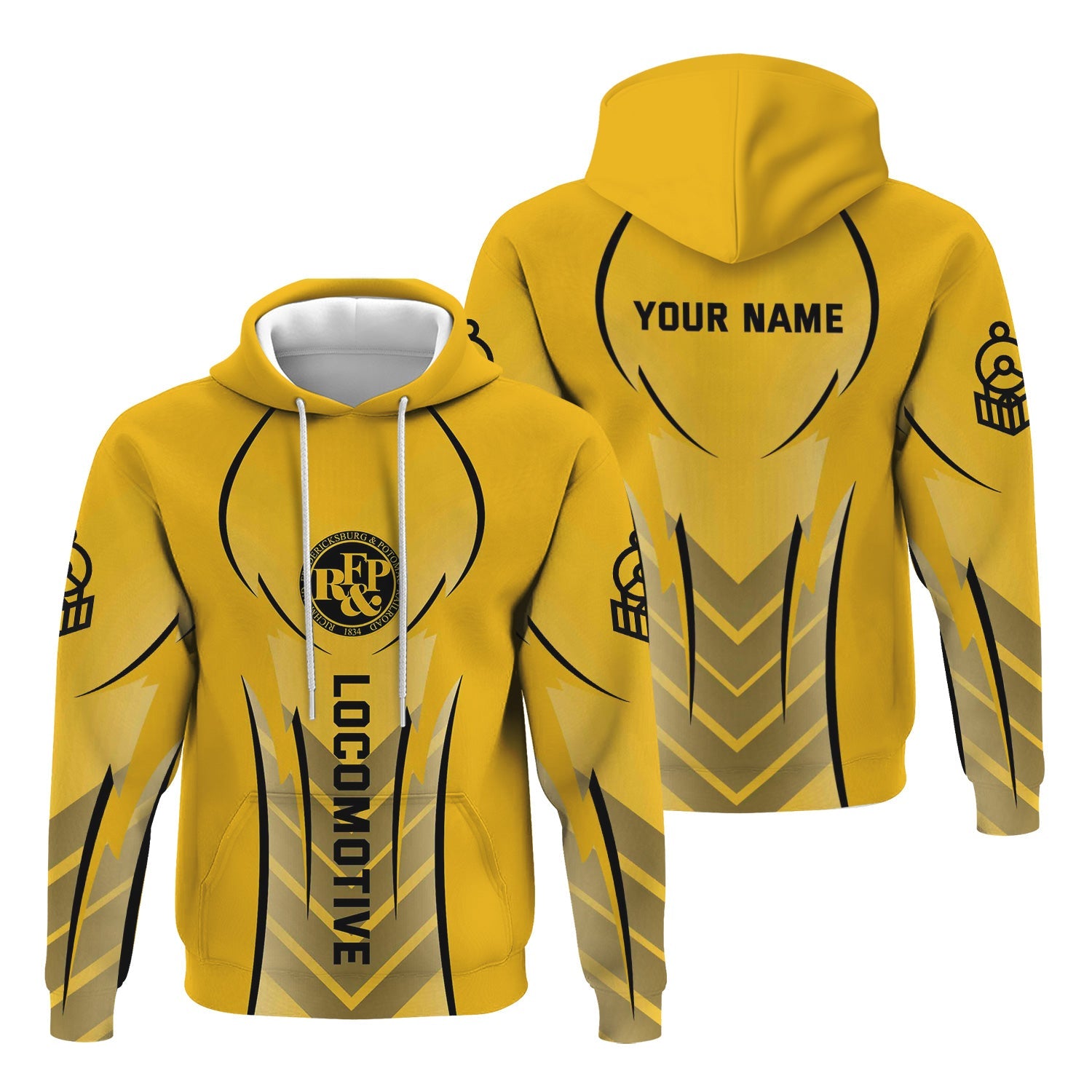 Railspirit Personalized Richmond, Fredericksburg And Potomac Railroad Hoodie Striking Line Style Train Zip Up Hoodie For Locomotive Lovers