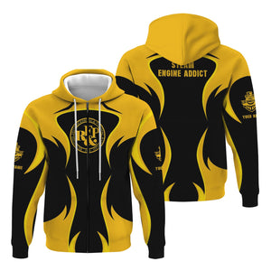 Railspirit Personalized Richmond, Fredericksburg And Potomac Railroad Hoodie Distinctive Flame Style Zip Up Hoodie For Steam Engine Addict