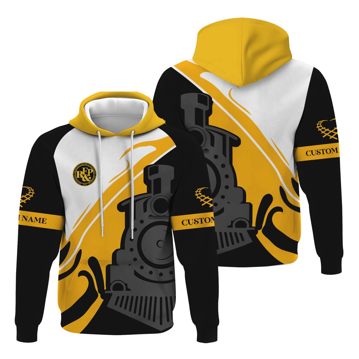 Railspirit Personalized Richmond, Fredericksburg And Potomac Railroad Hoodie Flame-Inspired Style Zip Up Hoodie Gift Idea For Train Lovers