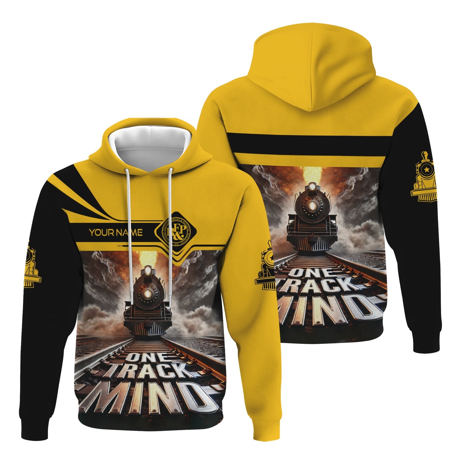 Railspirit Personalized Richmond, Fredericksburg And Potomac Railroad Hoodie One Track Mind Train Printed ZIp Up Hoodie