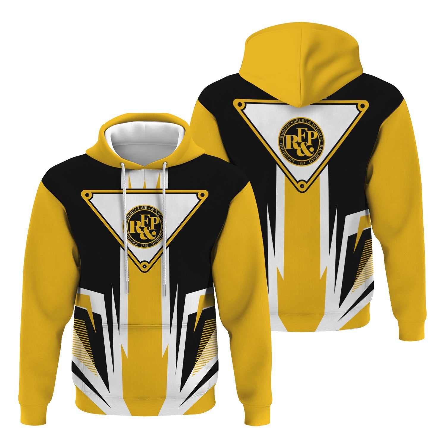 Railspirit Richmond, Fredericksburg And Potomac Railroad Hoodie Bold Graphic Style All Over Printed Zip Up Hoodie