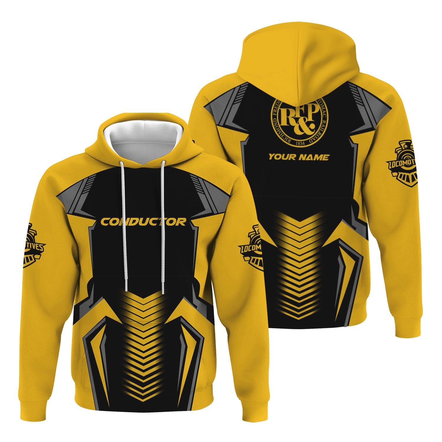 Railspirit Personalized Richmond, Fredericksburg And Potomac Railroad Hoodie Standout Style with Custom Position Train Zip Up Hoodie