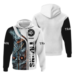 Railspirit Custom Name Detroit Toledo And Ironton Railroad Hoodie Railroad Crossing Sign Printed Zip Hoodie