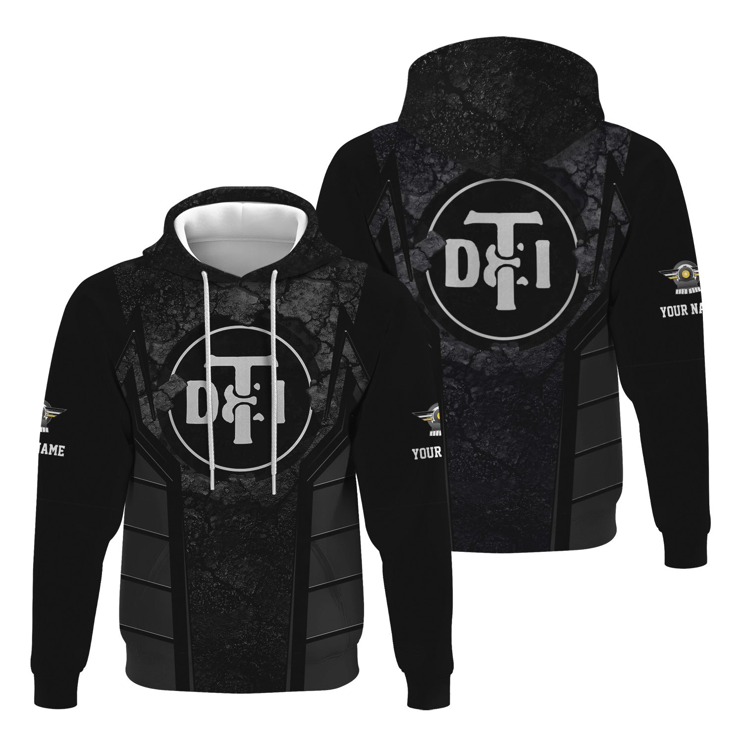 Railspirit Personalized Detroit Toledo And Ironton Railroad Hoodie Cracked Metal Design Train Zip Up Hoodie for Rail Enthusiasts