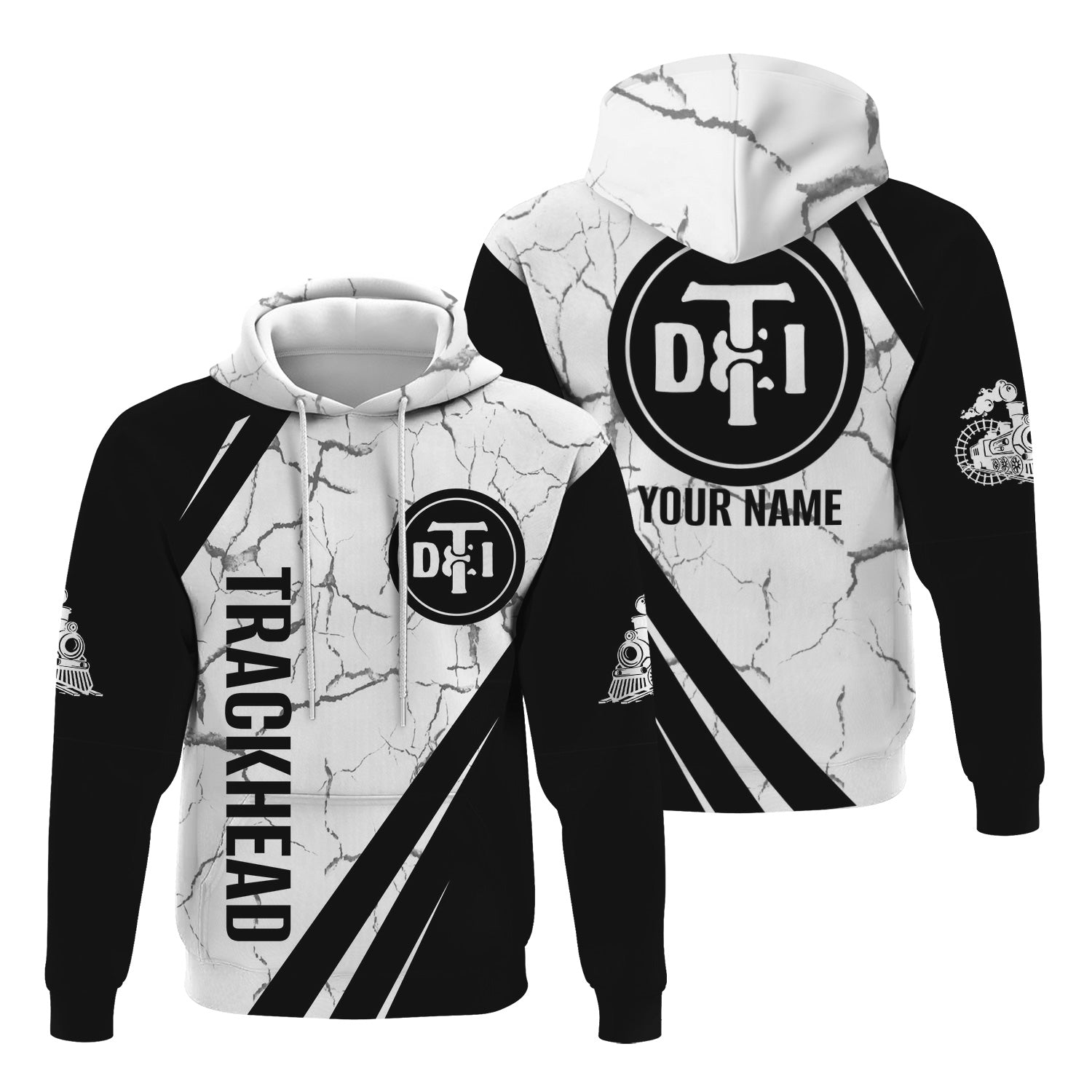 Railspirit Personalized Detroit Toledo And Ironton Railroad Hoodie Crackle Texture Style Train Zip Up Hoodie For Trackhead