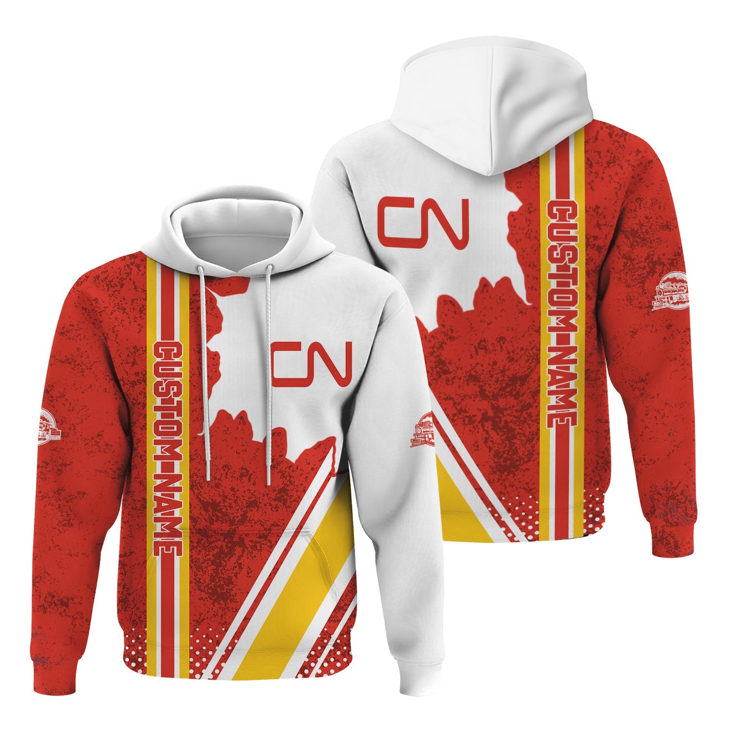 Railspirit Personalized Canadian National Railroad Hoodie All Over Printed Unisex Zip Up Hoodie