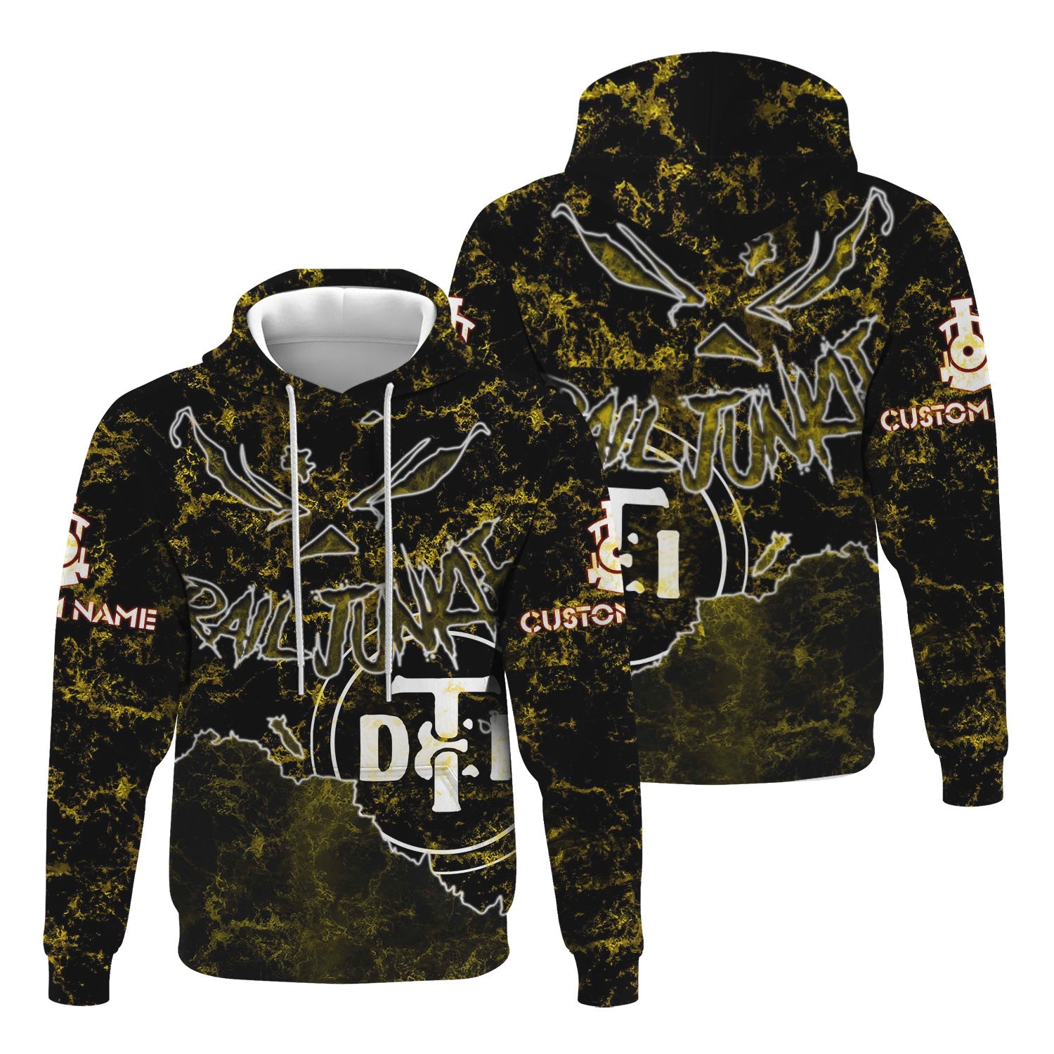 Railspirit Personalized Detroit Toledo And Ironton Railroad Hoodie Torn Graphic Style Train Zip Up Hoodie For Rail Junkie