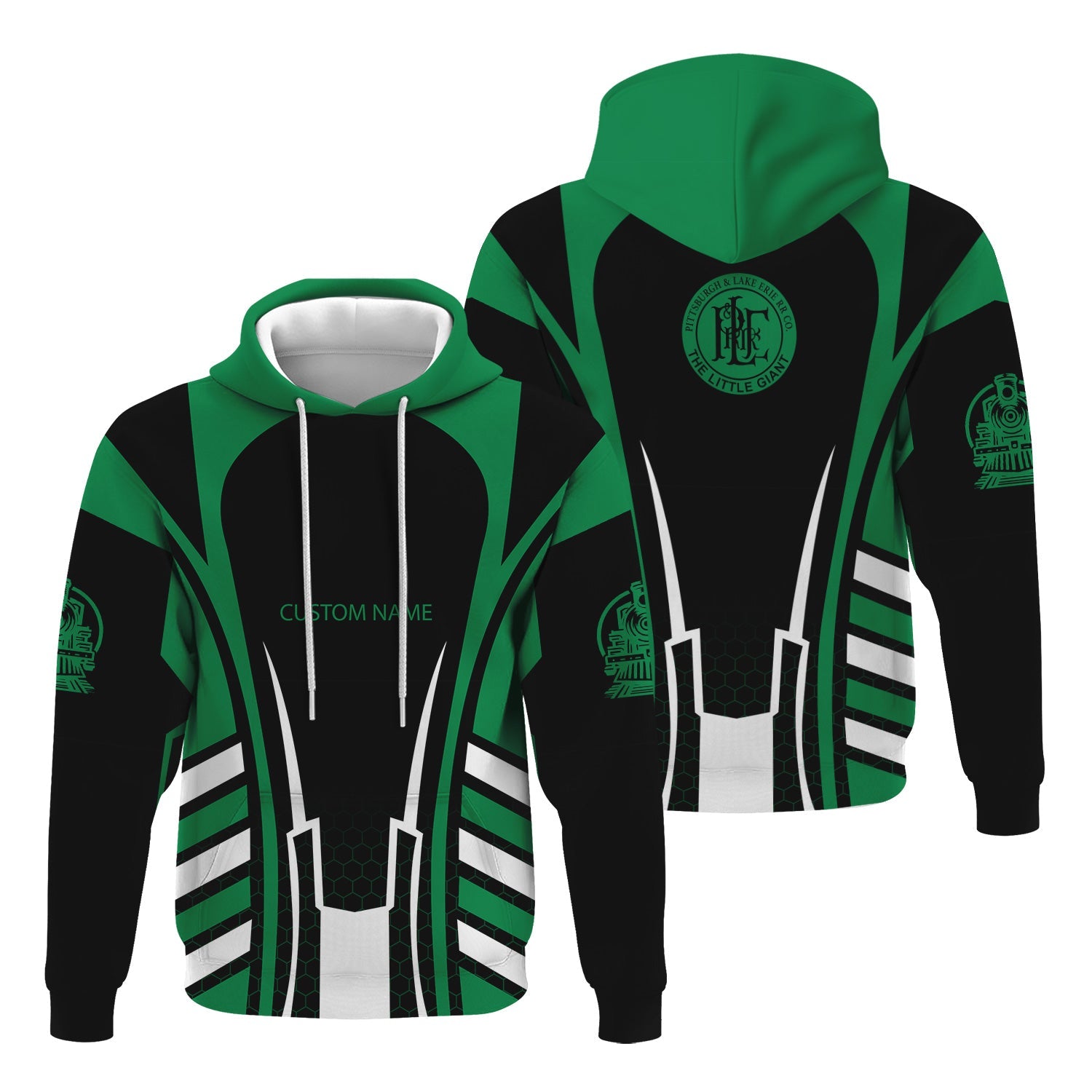 Railspirit Personalized Pittsburgh And Lake Erie Railroad Hoodie Striped Railroad Style Train Zip Up Hoodie All Over Print