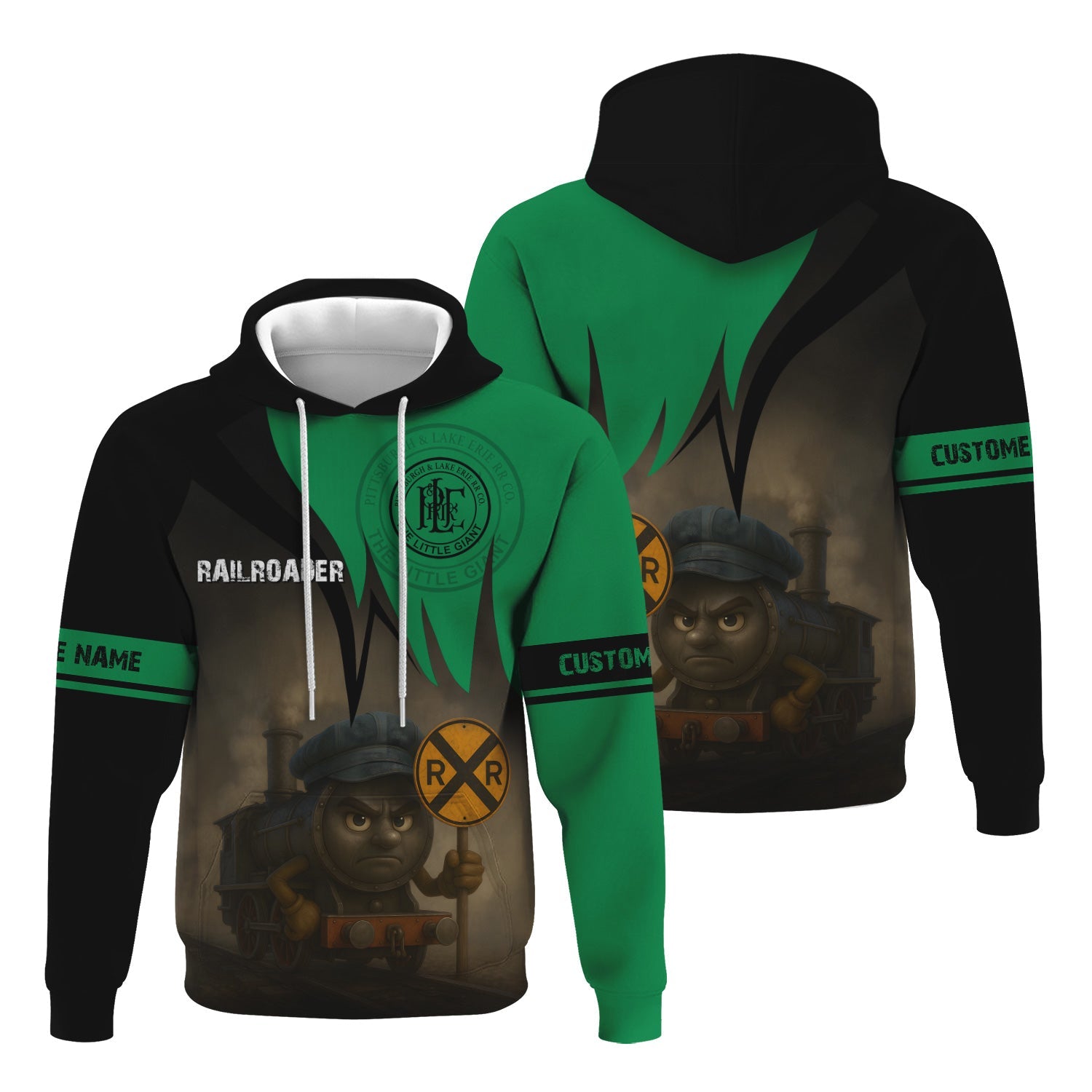 Railspirit Personalized Pittsburgh And Lake Erie Railroad Hoodie Angry Train Hoodie Gift Idea For Train Lover