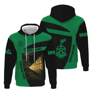 Railspirit Personalized Pittsburgh And Lake Erie Railroad Hoodie All Aboard Steam Train Movie Projector Style Zip Up Hoodie