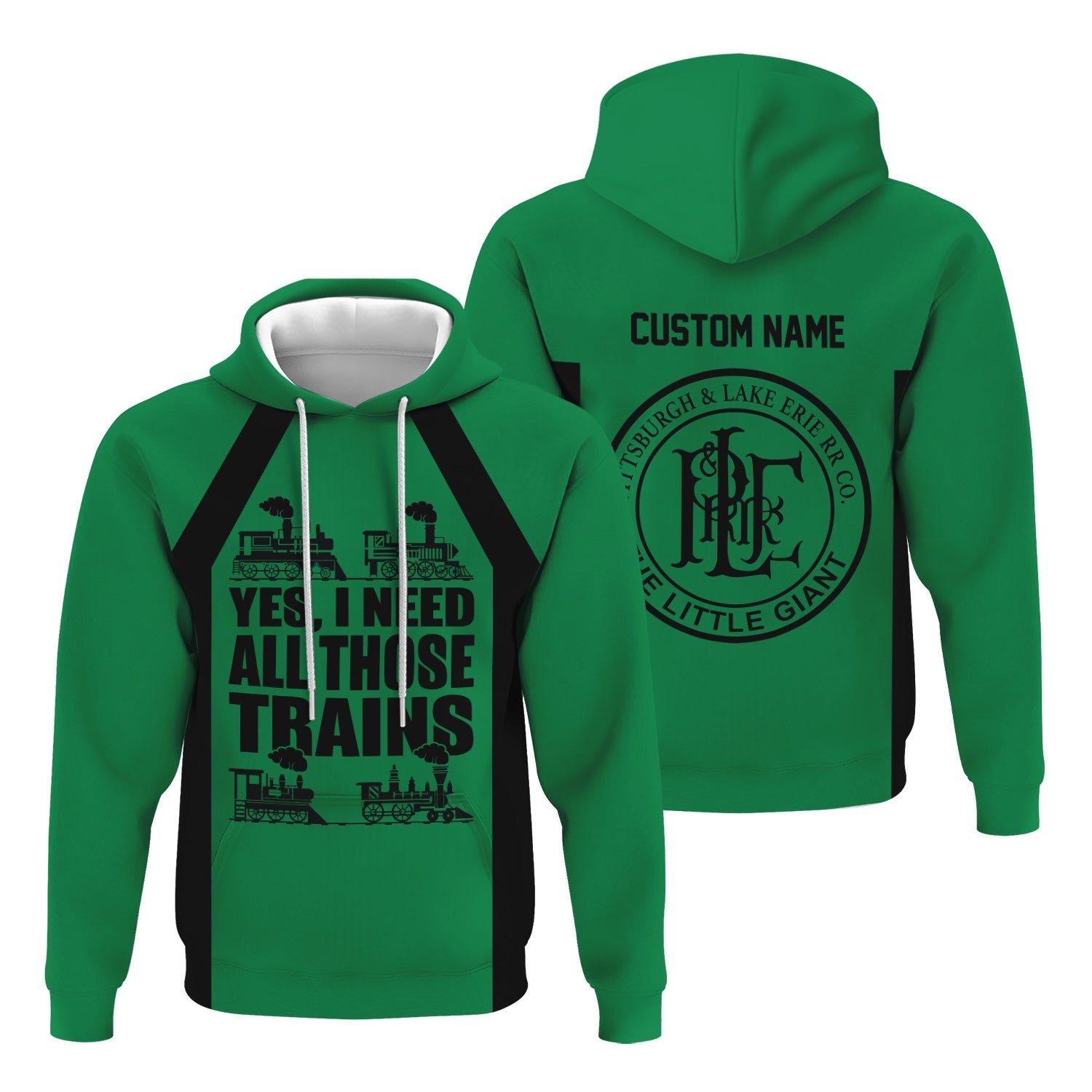 Railspirit Custom Name Pittsburgh And Lake Erie Railroad Hoodie Yes I Need All Those Train Printed Zip Hoodie