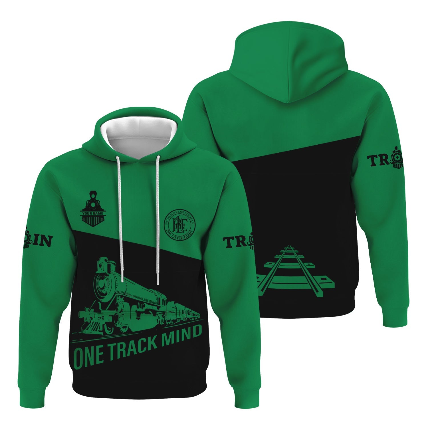 Railspirit Custom Name Pittsburgh And Lake Erie Railroad Hoodie One Track Mind Printed Zip Hoodie