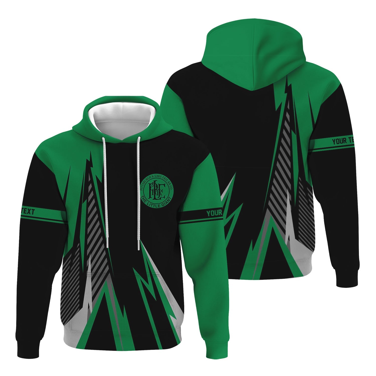 Railspirit Personalized Pittsburgh And Lake Erie Railroad Hoodie Lightning-Inspired Railway Style Zip Up Hoodie For Train Lovers