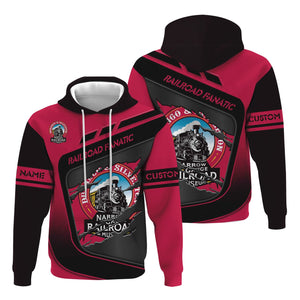 Railspirit Personalized Durango And Silverton Narrow Gauge Railroad Hoodie Ripped Texture Style Train Zip Up Hoodie For Railroad Fanatic