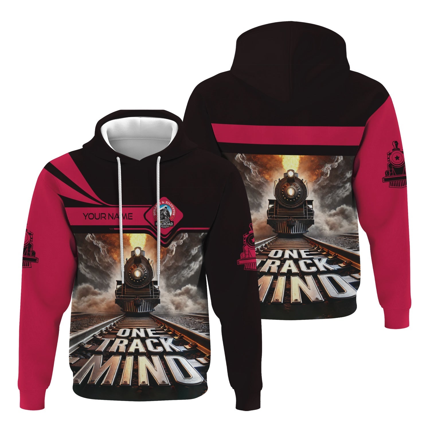 Railspirit Personalized Durango And Silverton Narrow Gauge Railroad Hoodie One Track Mind Train Printed ZIp Up Hoodie