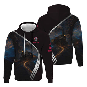 Railspirit Personalized Durango And Silverton Narrow Gauge Railroad Hoodie Steampunk Locomotive with Custom Year Train Zip Up Hoodie