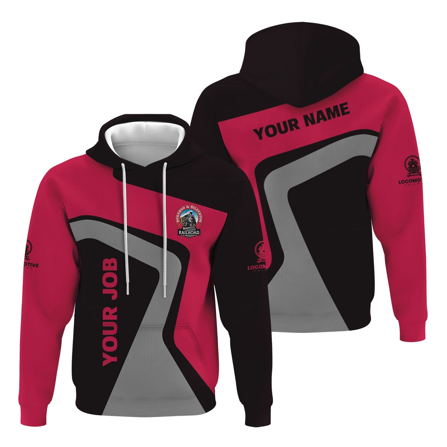 Railspirit Personalized Durango And Silverton Narrow Gauge Railroad Hoodie Unique Design with Custom Job Position Train Zip Up Hoodie