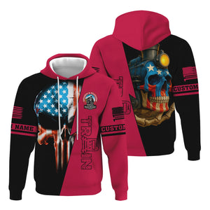Railspirit Personalized Durango And Silverton Narrow Gauge Railroad Hoodie Train Skull American Flag Zip Up Hoodie All Over Print