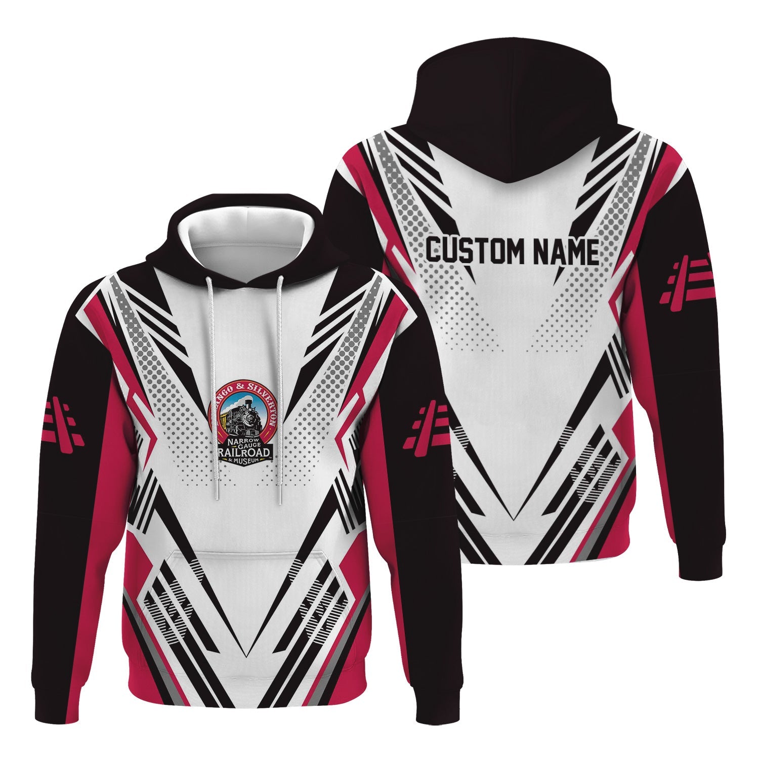 Railspirit Personalized Durango And Silverton Narrow Gauge Railroad Hoodie Railroad Tribute Design Train Zip Up Hoodie for Train Lovers