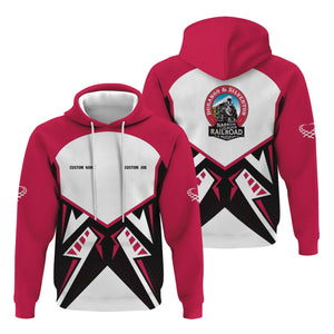 Railspirit Personalized Durango And Silverton Narrow Gauge Railroad Hoodie Vibriant Style with Custom Position Train Zip Up Hoodie