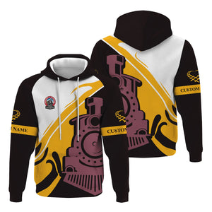 Railspirit Personalized Durango And Silverton Narrow Gauge Railroad Hoodie Flame-Inspired Style Zip Up Hoodie Gift Idea For Train Lovers