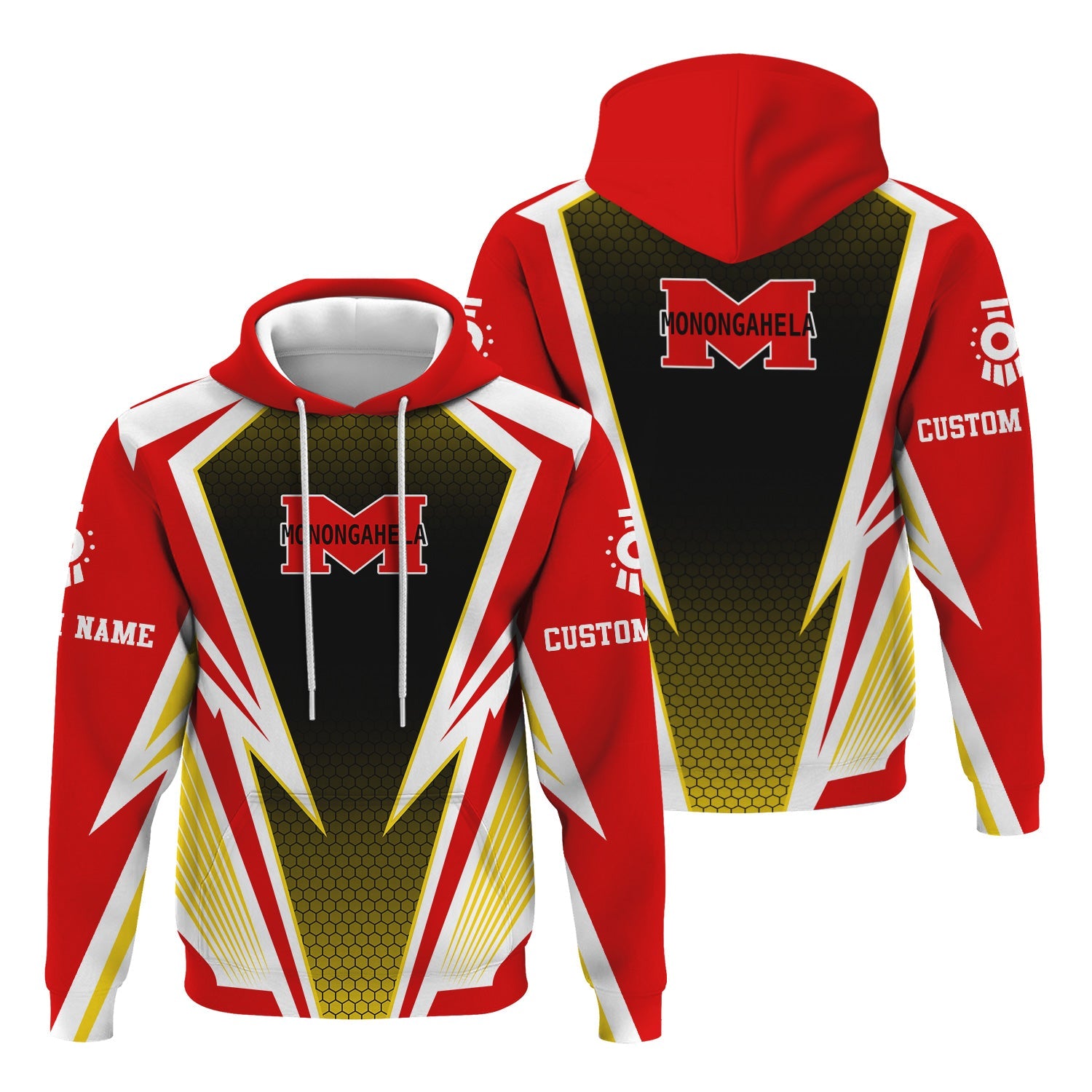 Railspirit Personalized Monongahela Railroad Hoodie Lightning Graphic Style Zip Up Hoodie Gift Idea For Train Lover