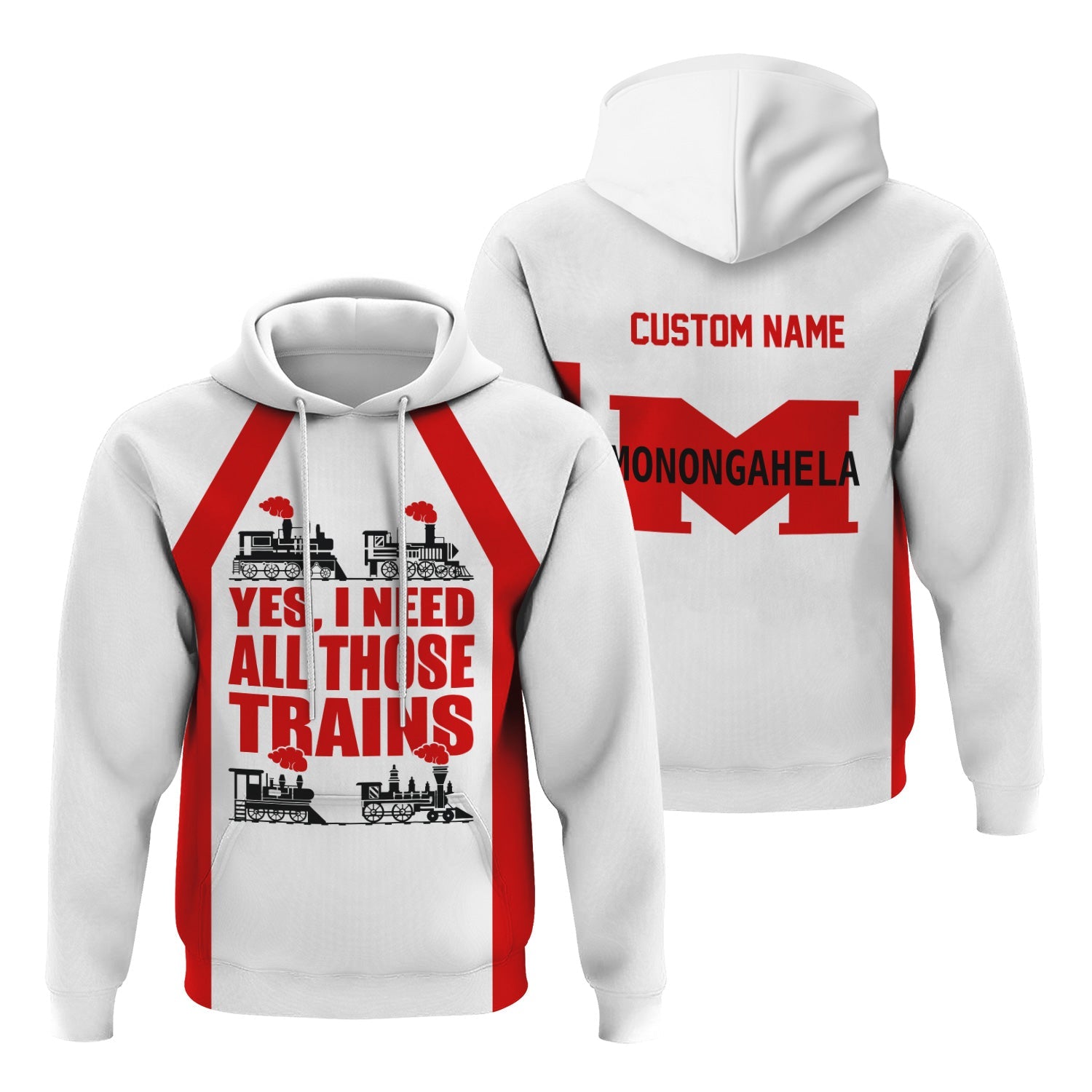 Railspirit Custom Name Monongahela Railroad Hoodie Yes I Need All Those Train Printed Zip Hoodie
