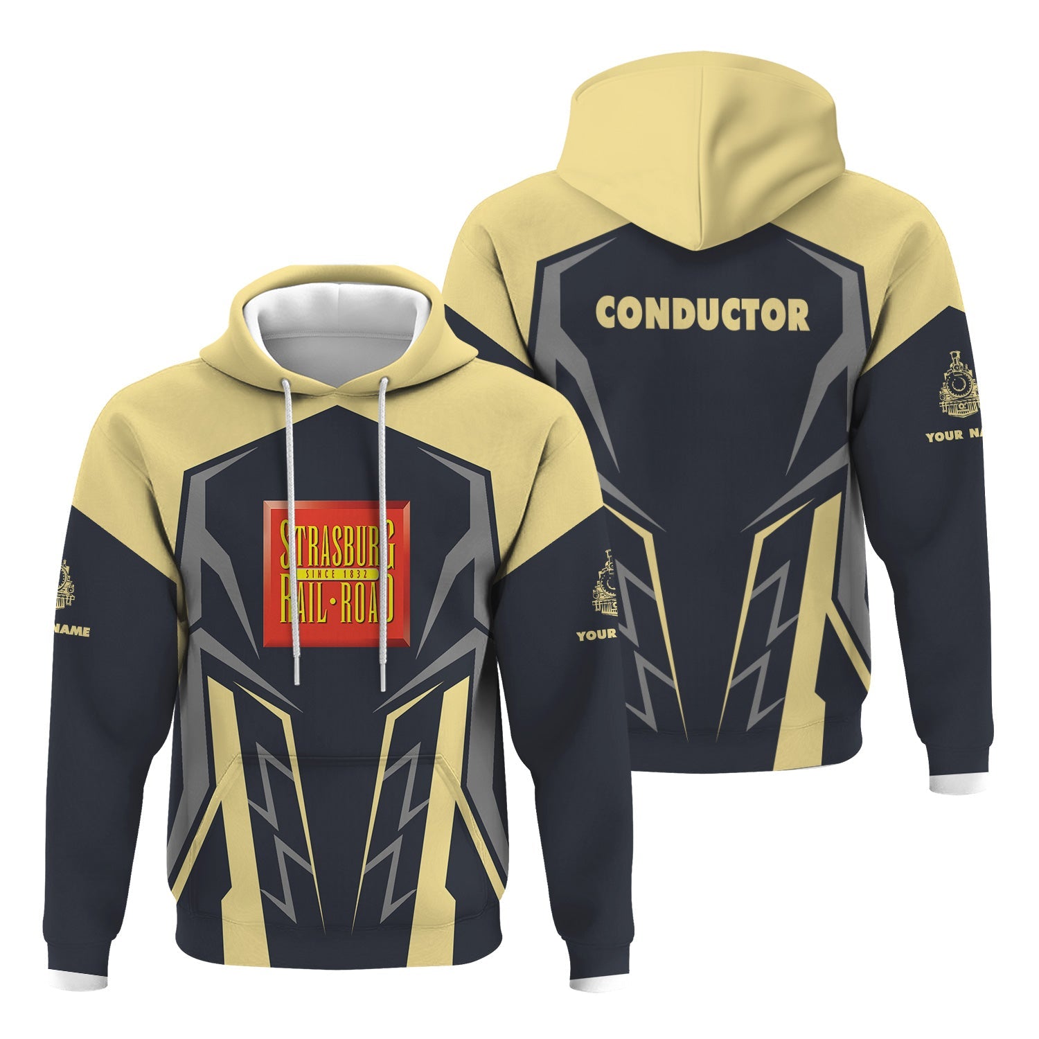 Railspirit Personalized Strasburg Railroad Hoodie Futuristic Design with Custom Job Train Zip Up Hoodie