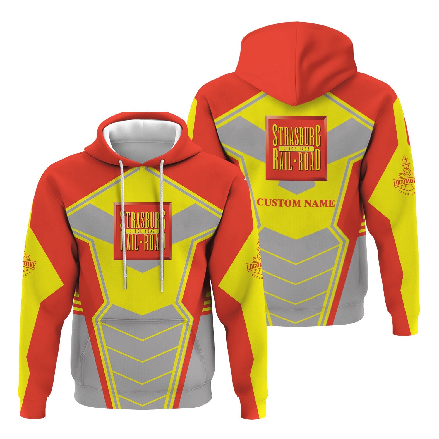 Railspirit Personalized Strasburg Railroad Hoodie Engine-Inspired Style Train Zip Up Hoodie for Railroad Fanatic