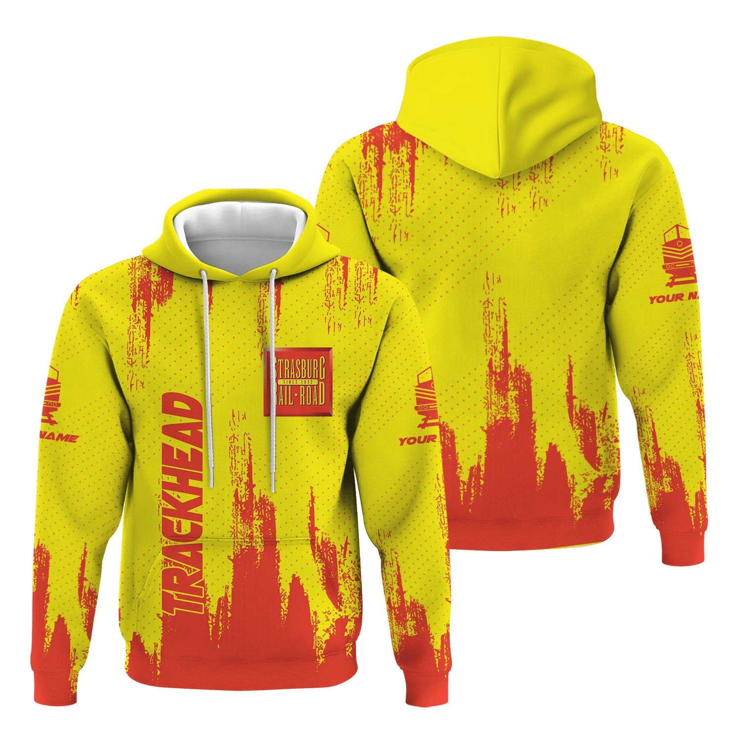 Railspirit Personalized Strasburg Railroad Hoodie Paint Impact Design Train Zip Up Hoodie for Trackhead