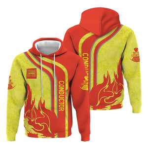 Railspirit Personalized Strasburg Railroad Hoodie Flame Design with Custom Job Position Train Zip Up Hoodie