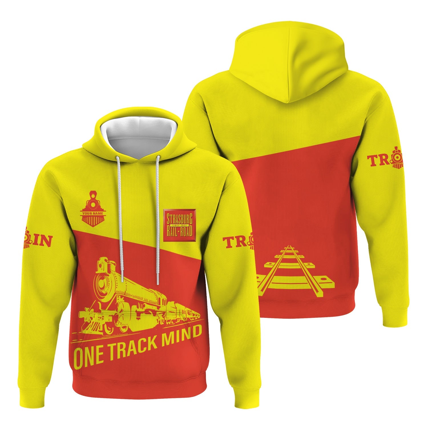 Railspirit Custom Name Strasburg Railroad Hoodie One Track Mind Printed Zip Hoodie