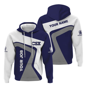 Railspirit Personalized CSX Transportation Railroad Hoodie Unique Design with Custom Job Position Train Zip Up Hoodie