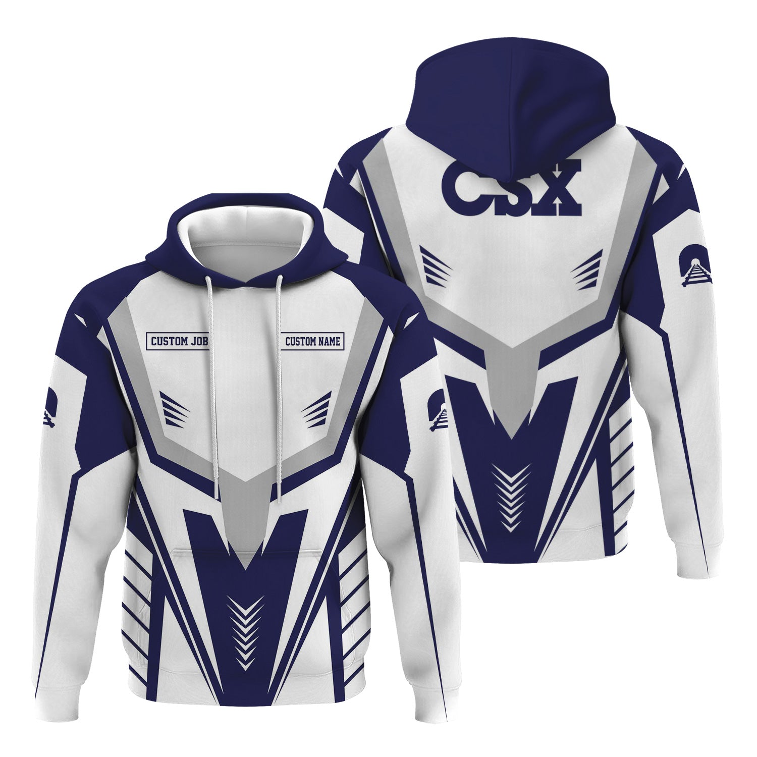 Railspirit Personalized CSX Transportation Railroad Hoodie Workwear-Inspired with Custom Position Train Zip Up Hoodie